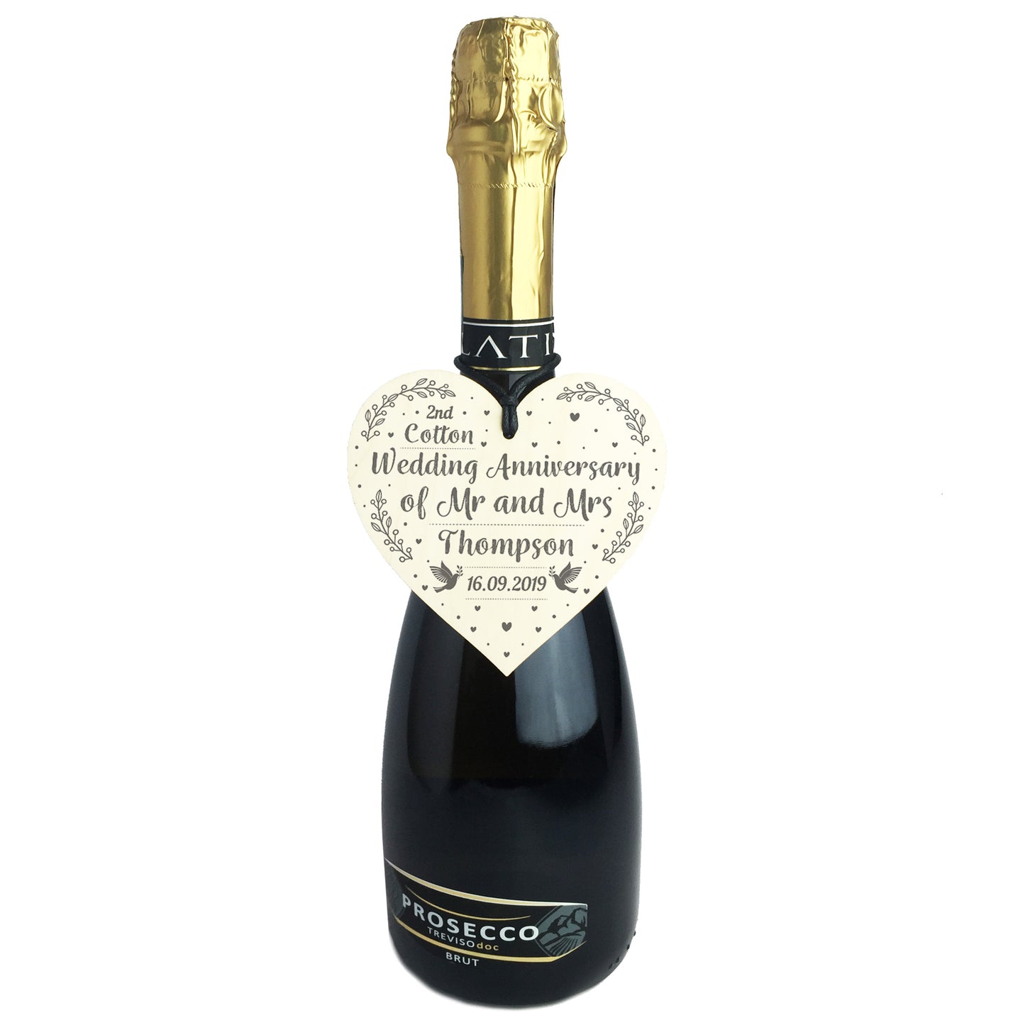 2nd Cotton Wedding Anniversary Gift Personalised Heart Mr & Mrs