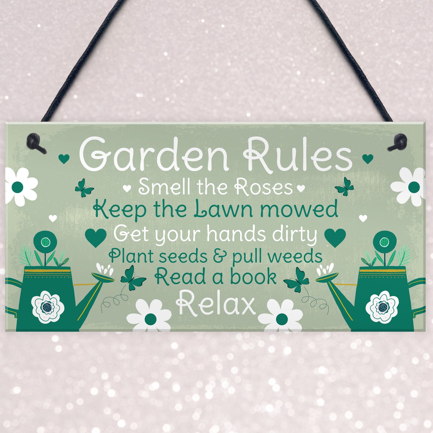 Garden Rules Novelty Hanging Plaque Summer House Sign Shed Sign