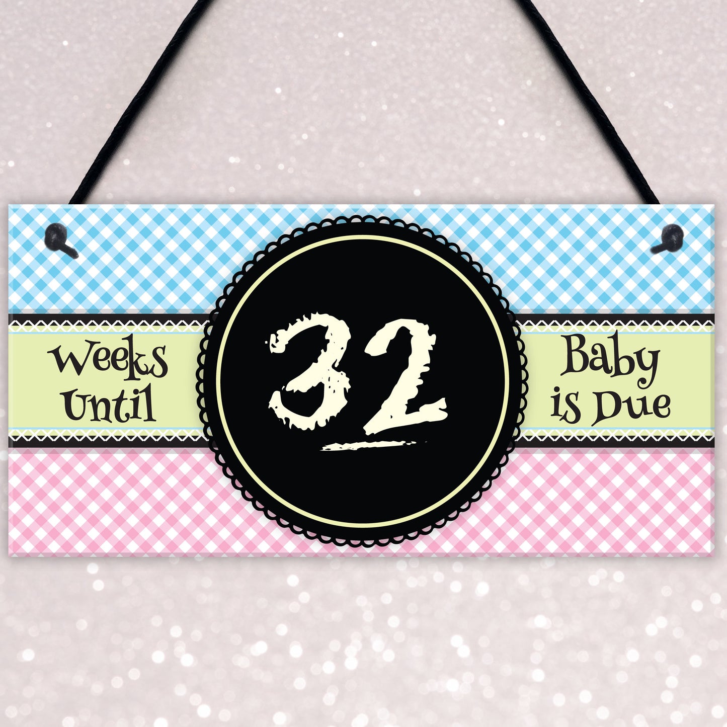 Baby Due Countdown Chalkboard Pregnancy Gift Hanging Plaque