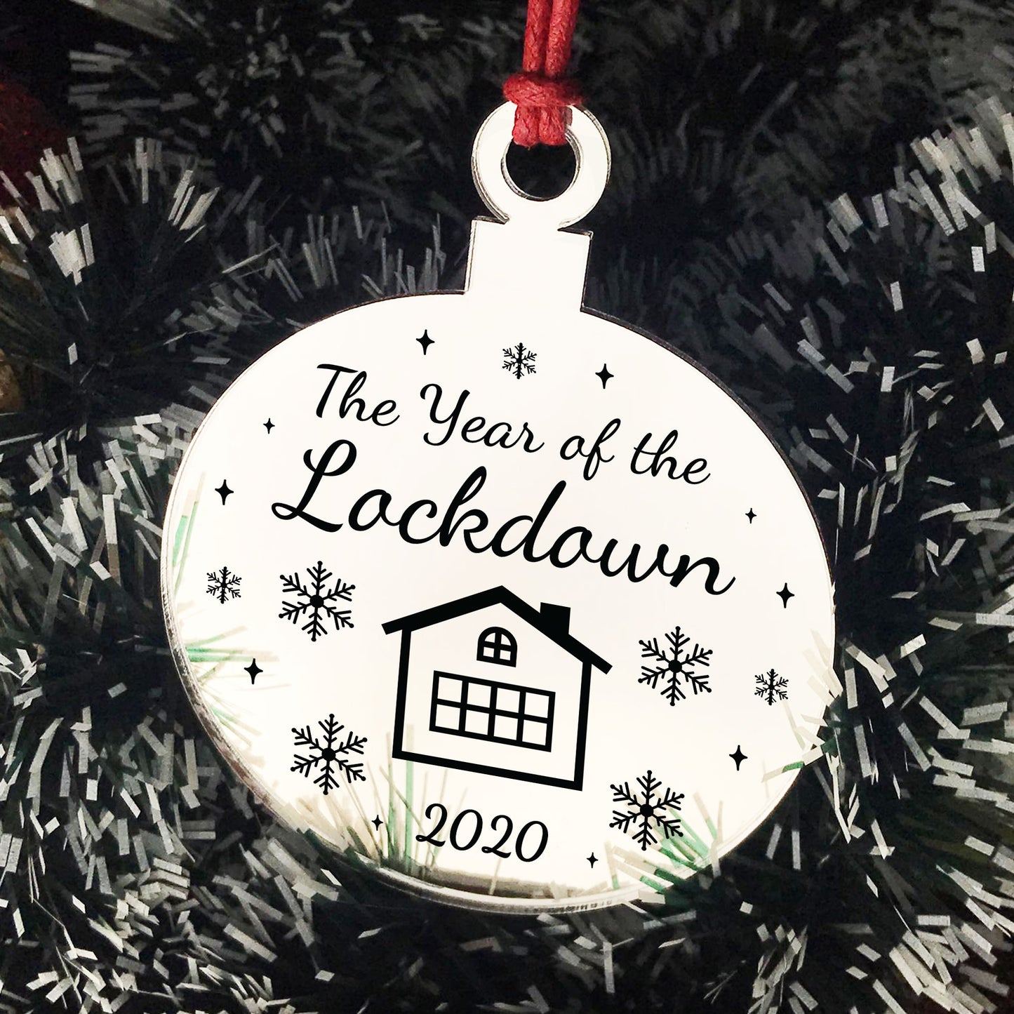 Year Of The Lockdown Gift Engraved Mirror Bauble Christmas Decor