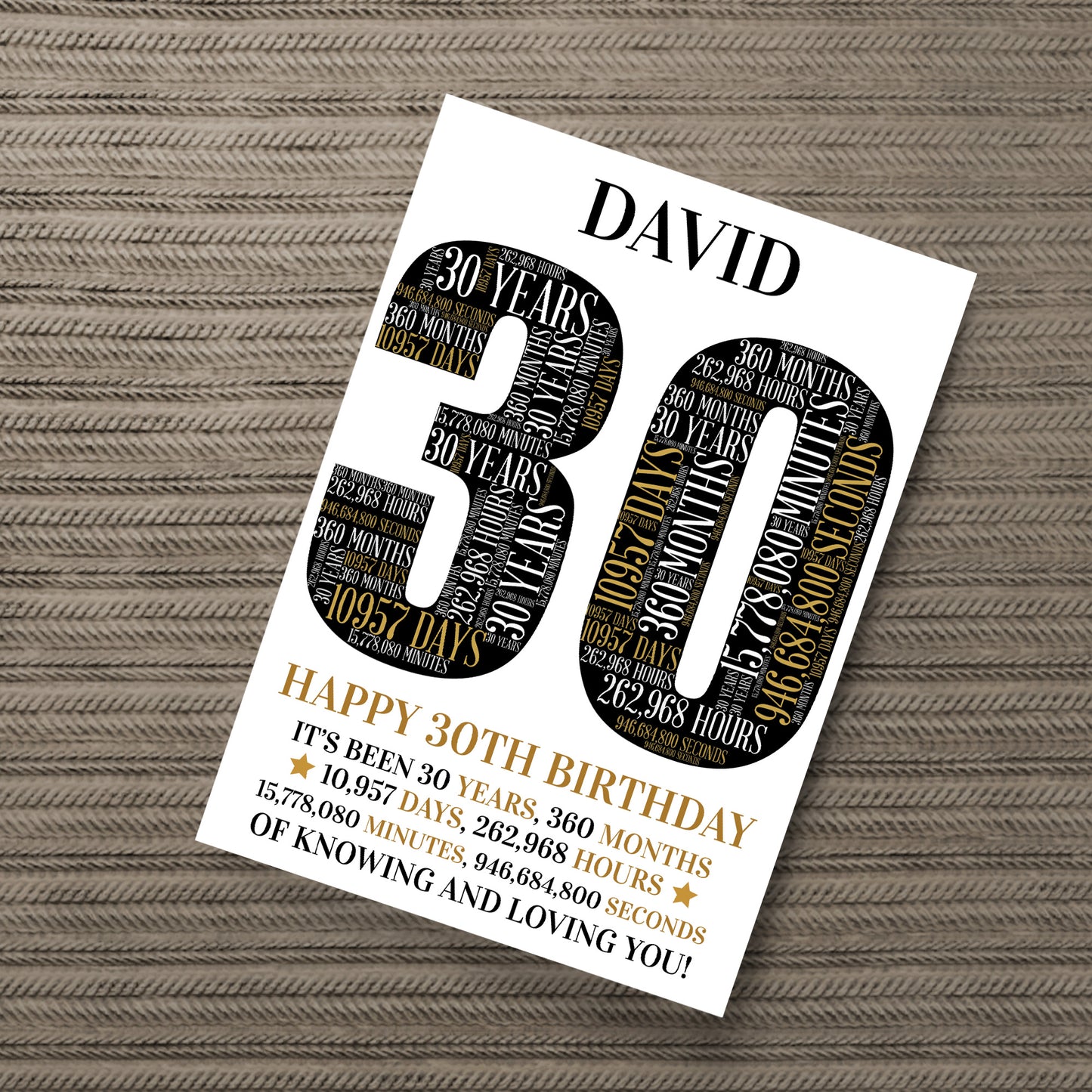 Personalised 30th Birthday Gift 30th Word Art Print 30th Gift