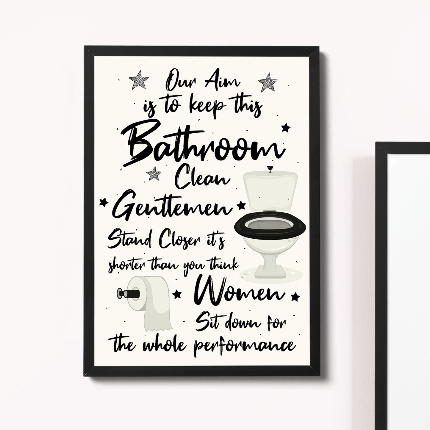 Bathroom Rules Print Framed BATHROOM Print Funny Wall Art