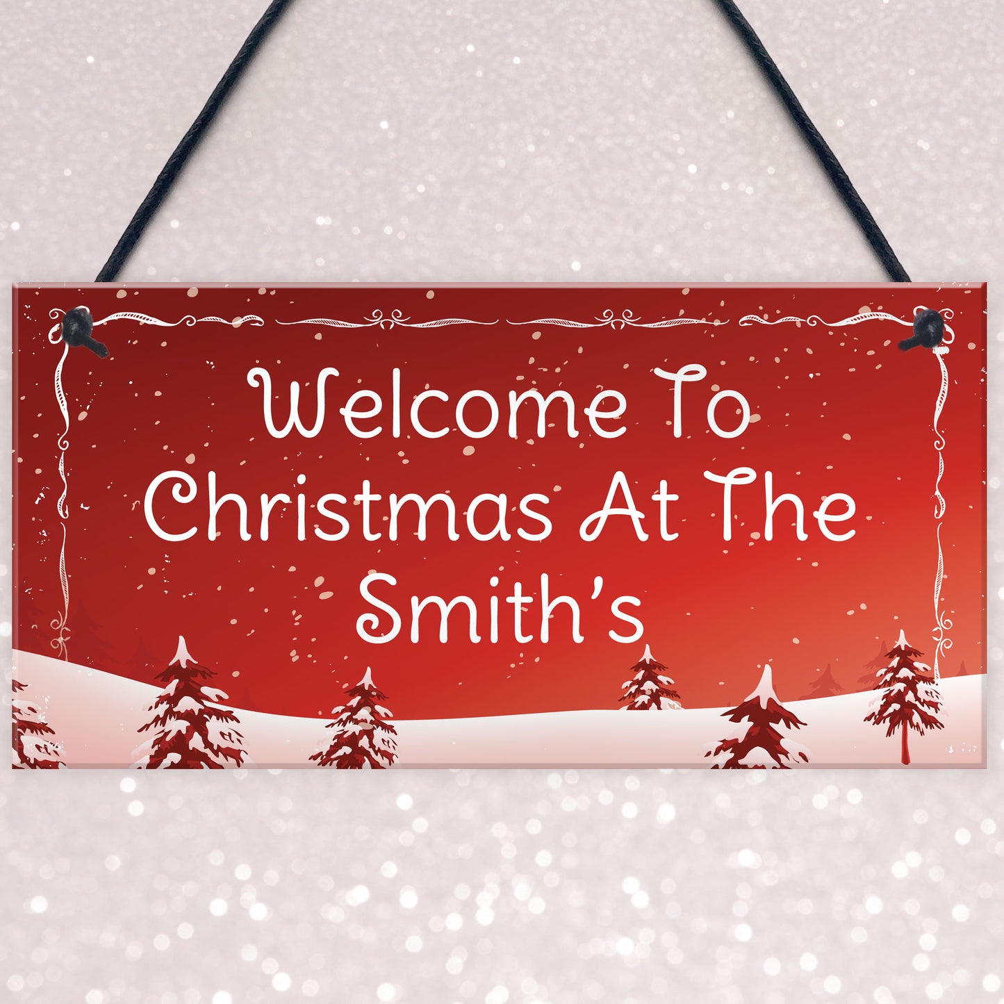 Personalised Hanging Christmas Decoration Welcome Plaque
