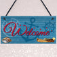 Welcome Nautical Seaside Marine Themed Home Gift Hanging Plaque