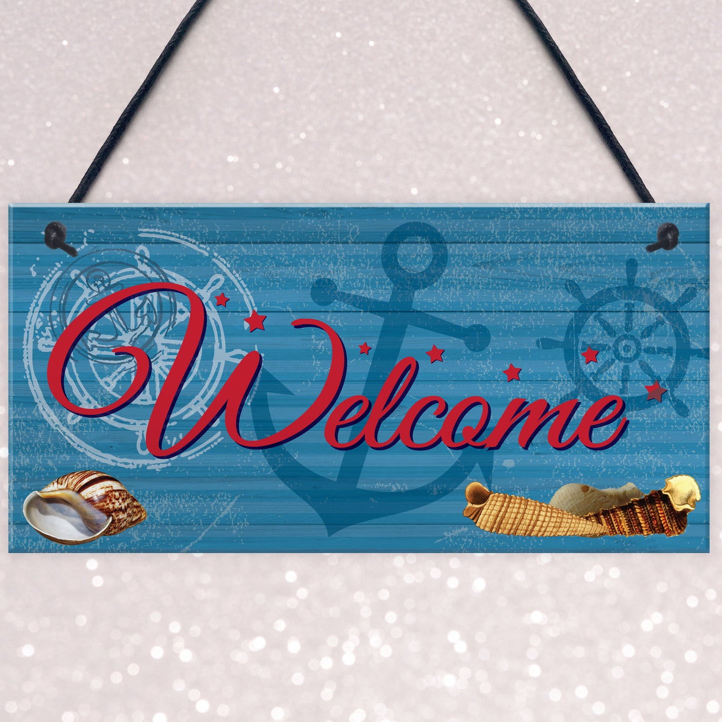 Welcome Nautical Seaside Marine Themed Home Gift Hanging Plaque