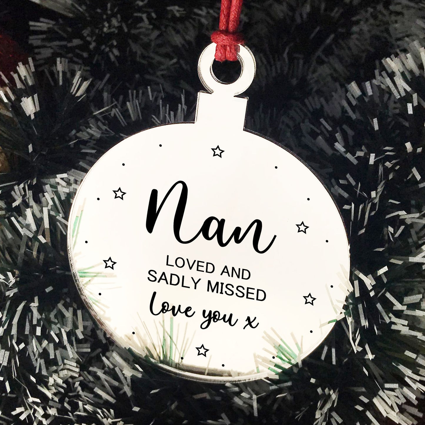 Nan Memorial Gift Engraved Hanging Bauble In Memory Plaque