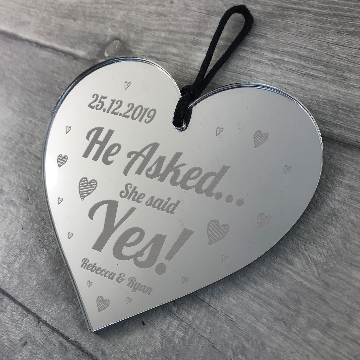 Personalised Engagement Gifts Mirror Acrylic Heart Wedding Gifts