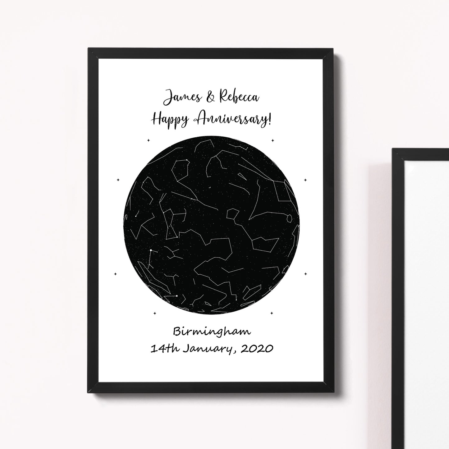 Anniversary Gift For Husband Wife Personalised Star Framed Print