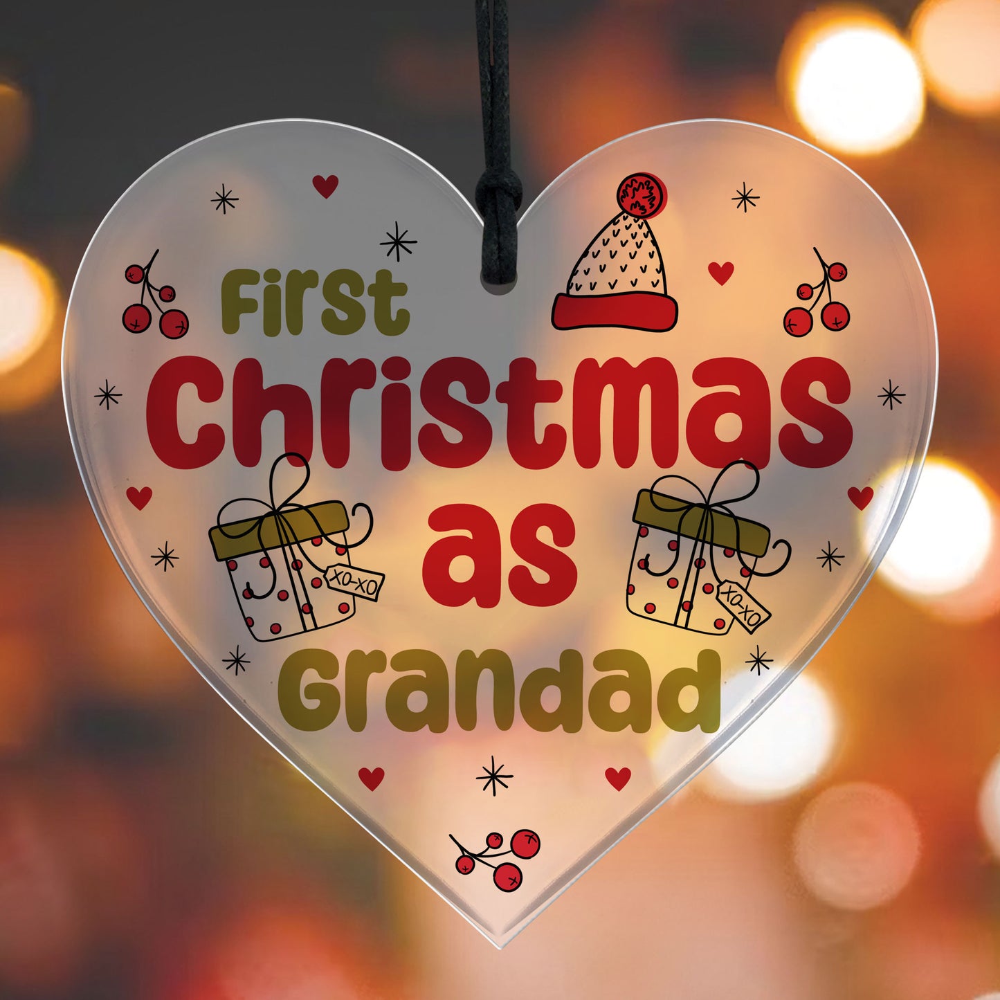Christmas Decoration 1st Christmas As Grandad Gift Acrylic Heart