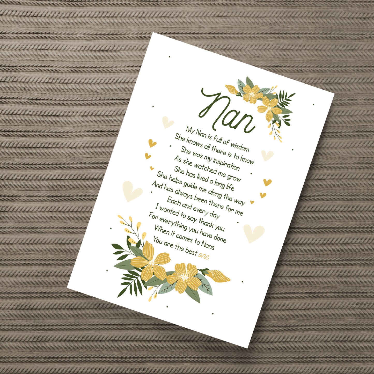 Nan Poem Print Nan Birthday Christmas Gift Framed Print Nan Gift