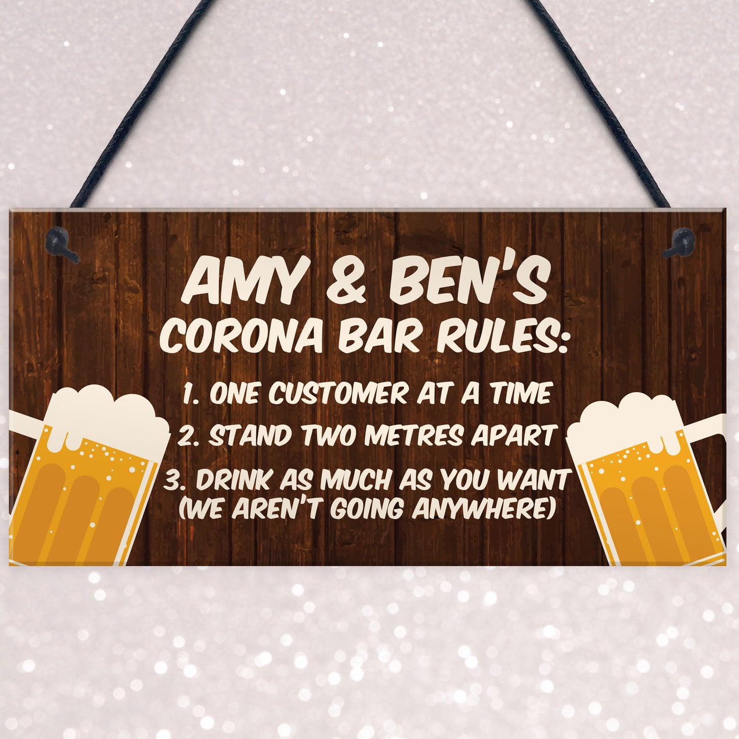 Funny Personalised Corona Bar Rules Home Bar Pub Sign Garden