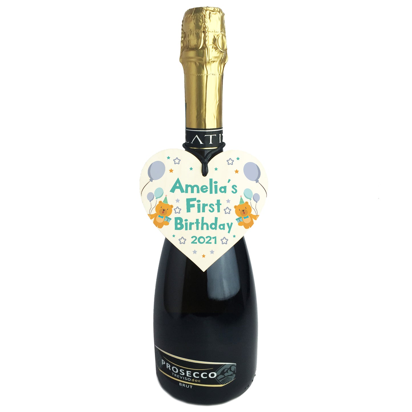 Personalised Any Names 1st Birthday Gift Wood Heart Daughter Son