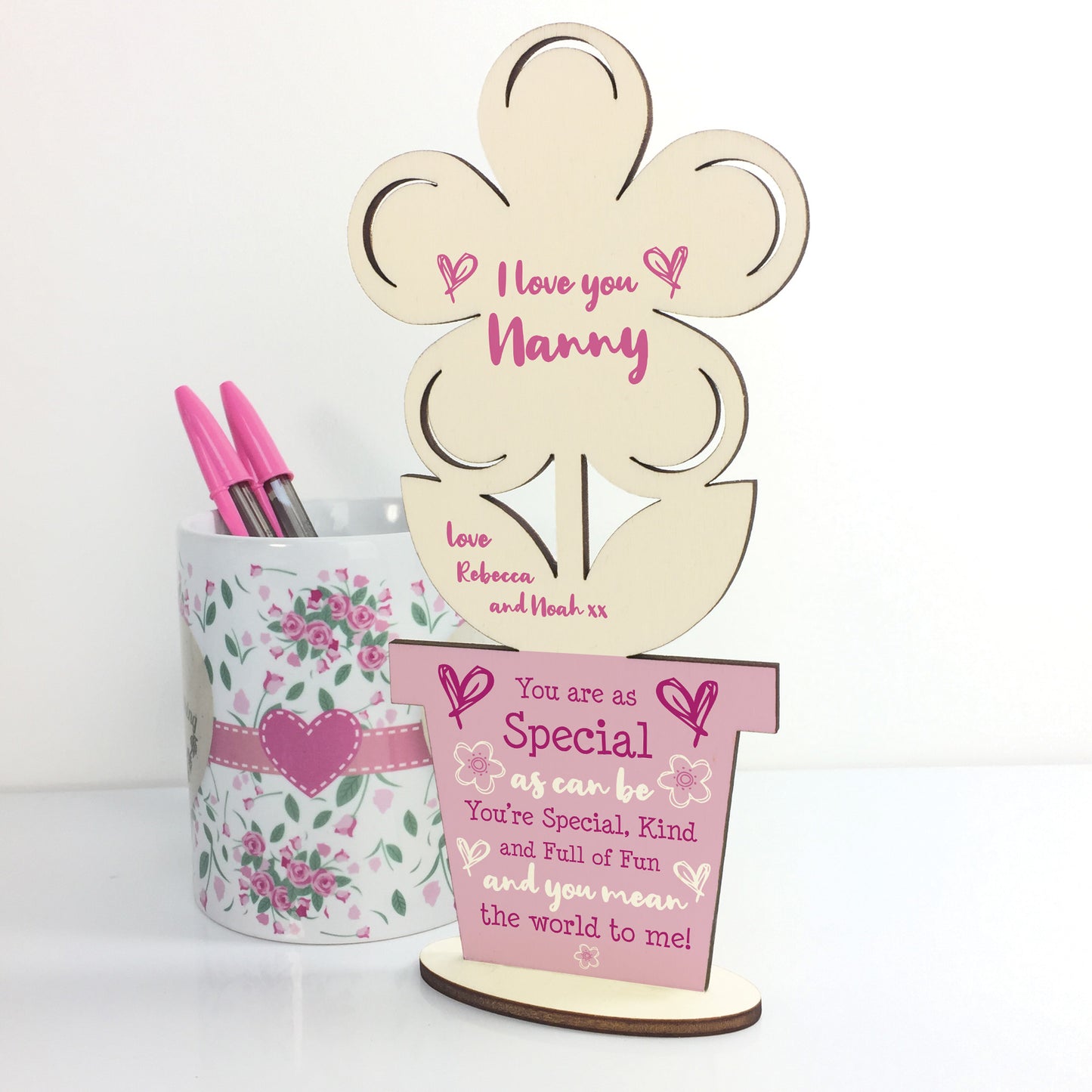 Novelty Gift For Nanny Birthday Mothers Day Wood Flower