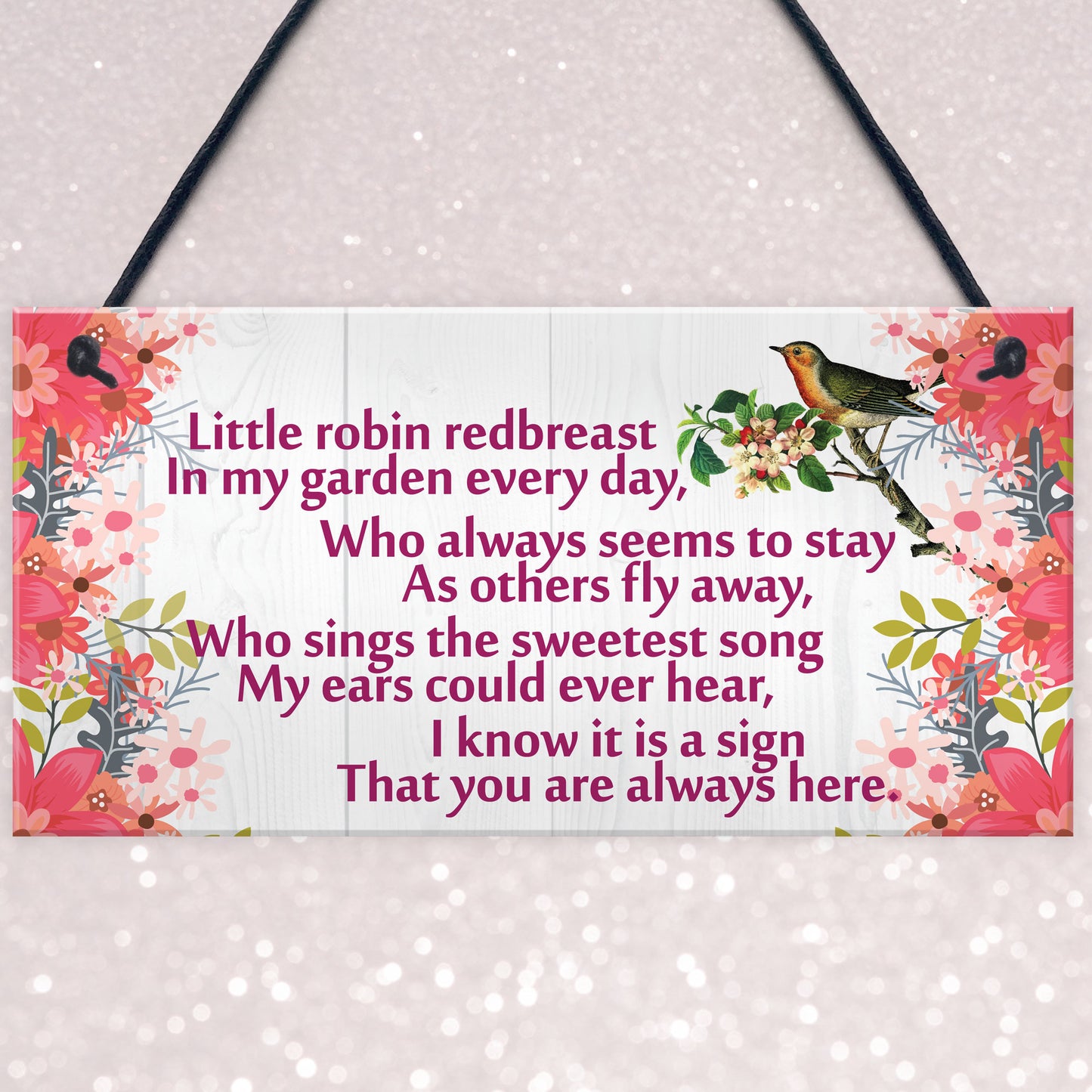 Little Robin Redbreast Cute Hanging Memorial Plaque Gift Sign
