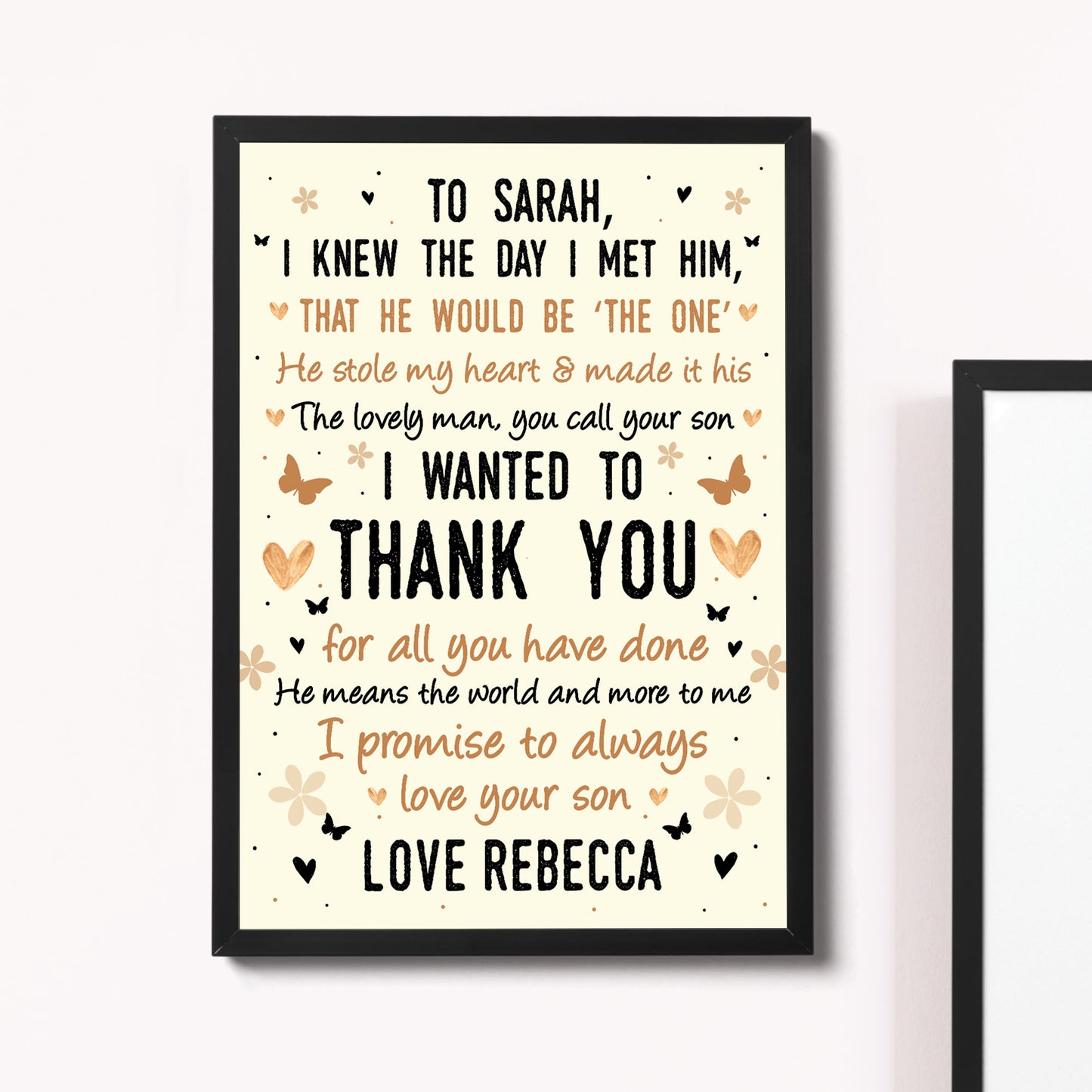 Mother of The Groom Plaque Parents of The Groom Personalised