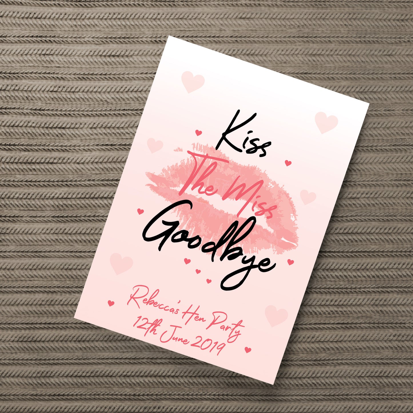 Personalised Kiss The Miss Goodbye Print Hen Party Accessories