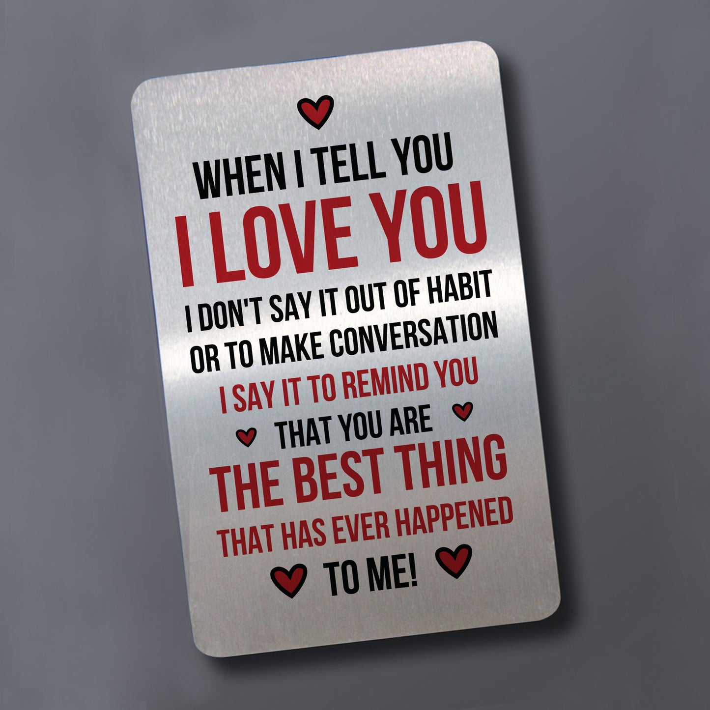 Valentines Gift Poem Metal Wallet Card I LOVE YOU Boyfriend