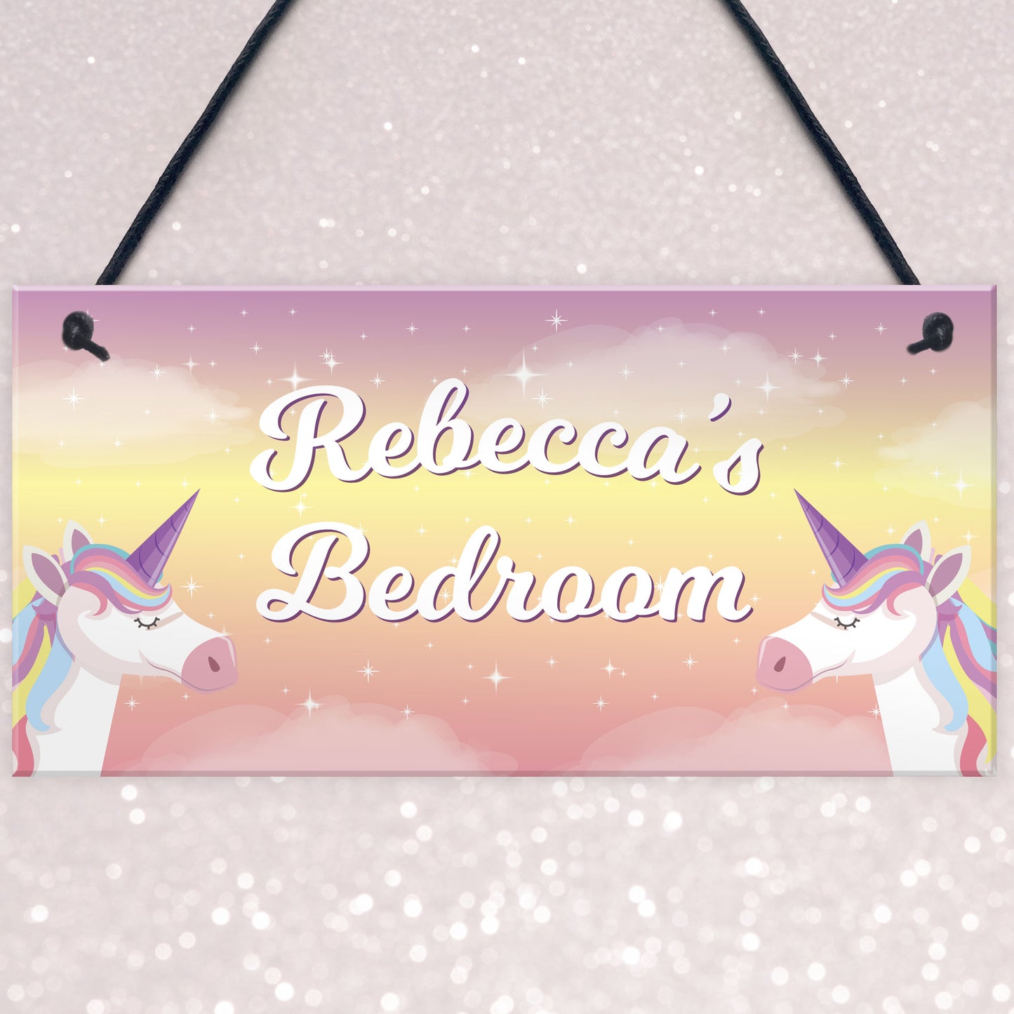 Personalised Colour Unicorn Door Name Plaque Girl Boy Bedroom