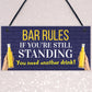 Bar Rules Sign For Home Bar Man Cave Funny Alcohol Sign