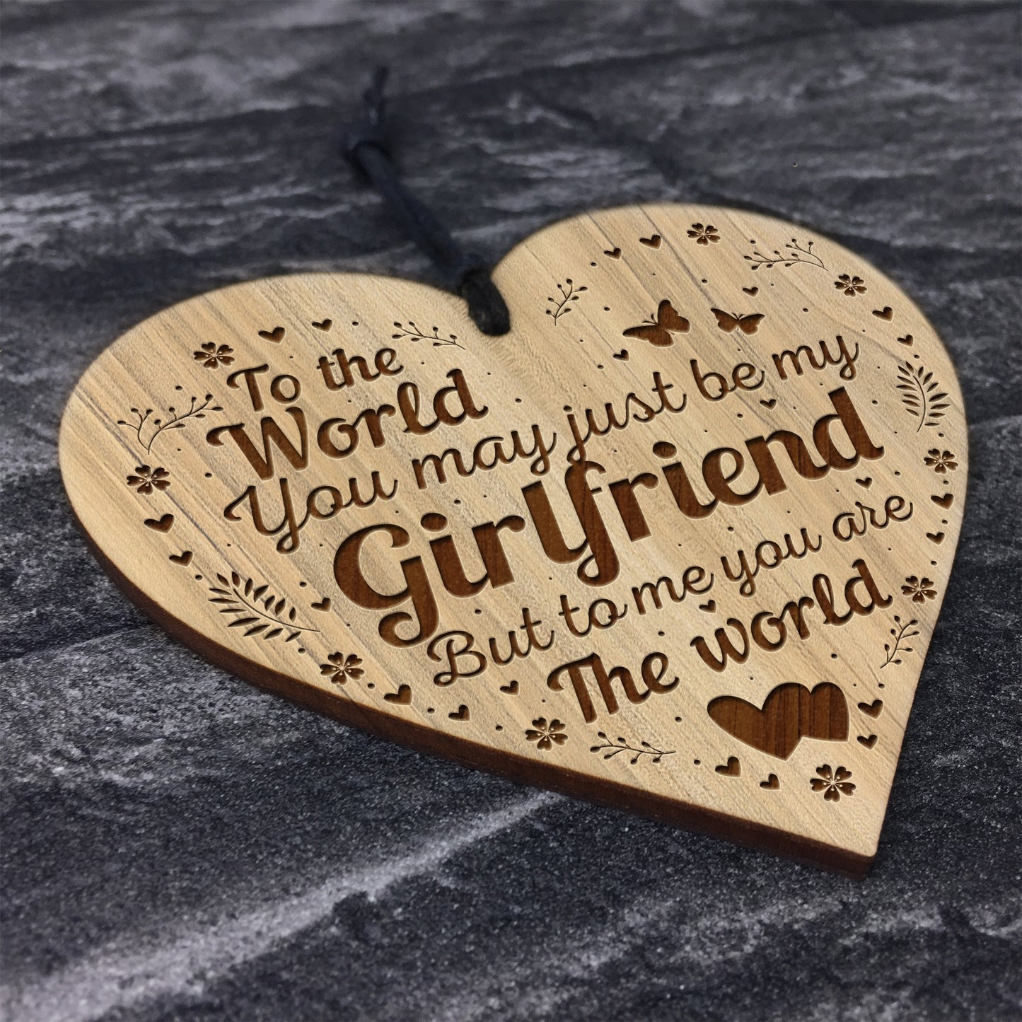 Gift For Girlfriend Engraved Heart Girlfriend Birthday Gift Card