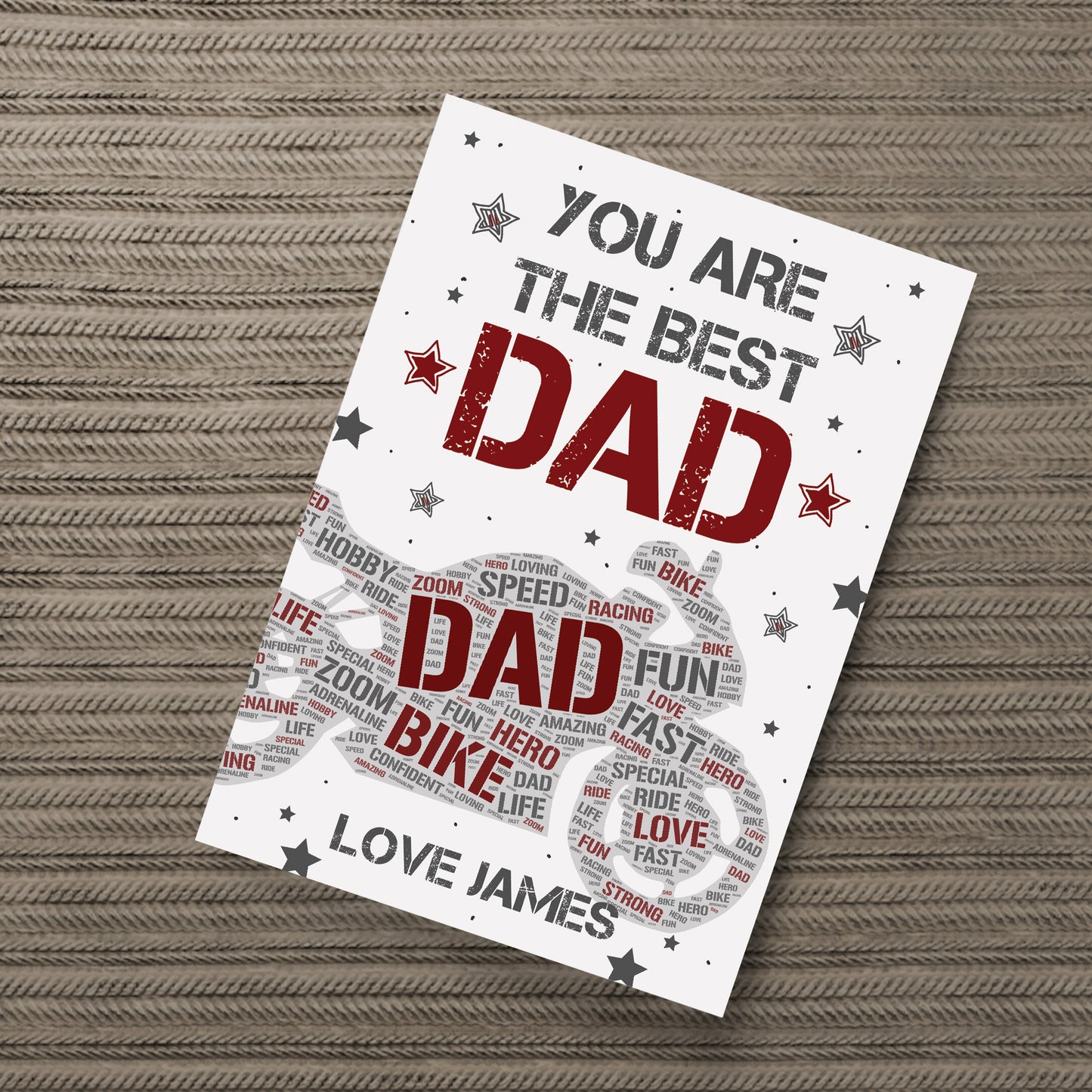 Motorbike Sign Biker Personalised Print Fathers Day Gift for Dad