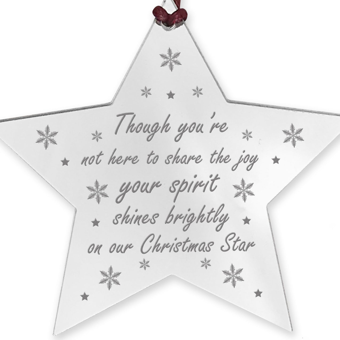Christmas Tree Memorial Decoration Engraved Star In Memory