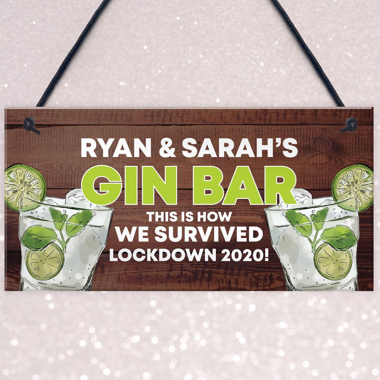 PERSONALISED Gin Bar Lockdown Gift Funny Home Bar Sign