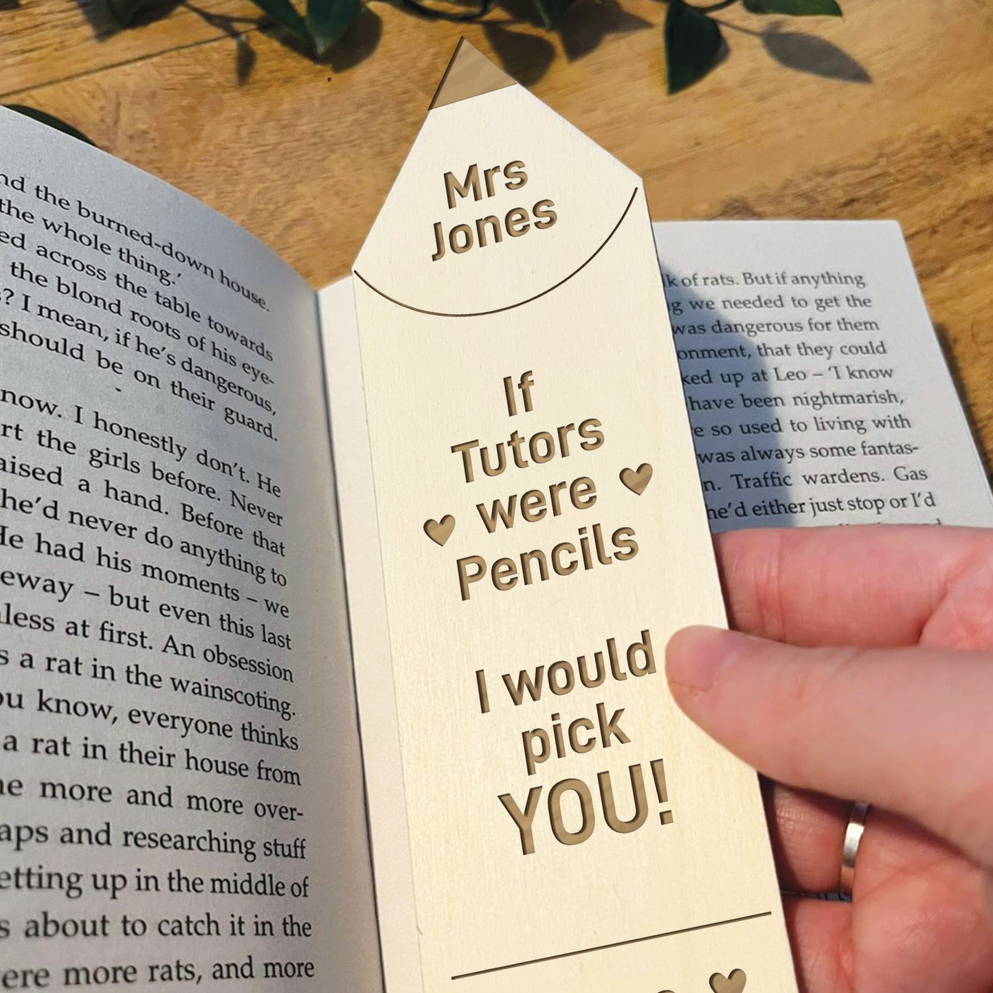 Engraved Wood Bookmark Tutor Gift Thank You Gift For Him Her