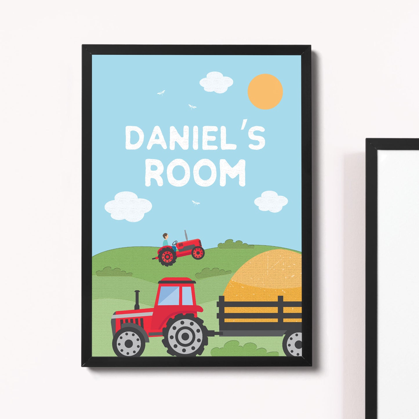 FRAMED Nursery Print Personalised Boy Bedroom Sign Farming Print