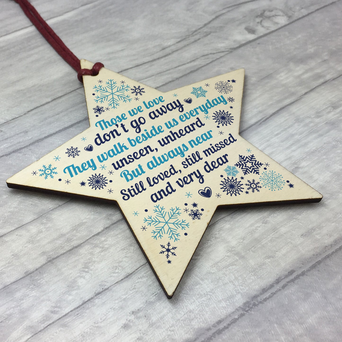 Wood Star Christmas Memorial Tree Decoration Ornament Mum Dad