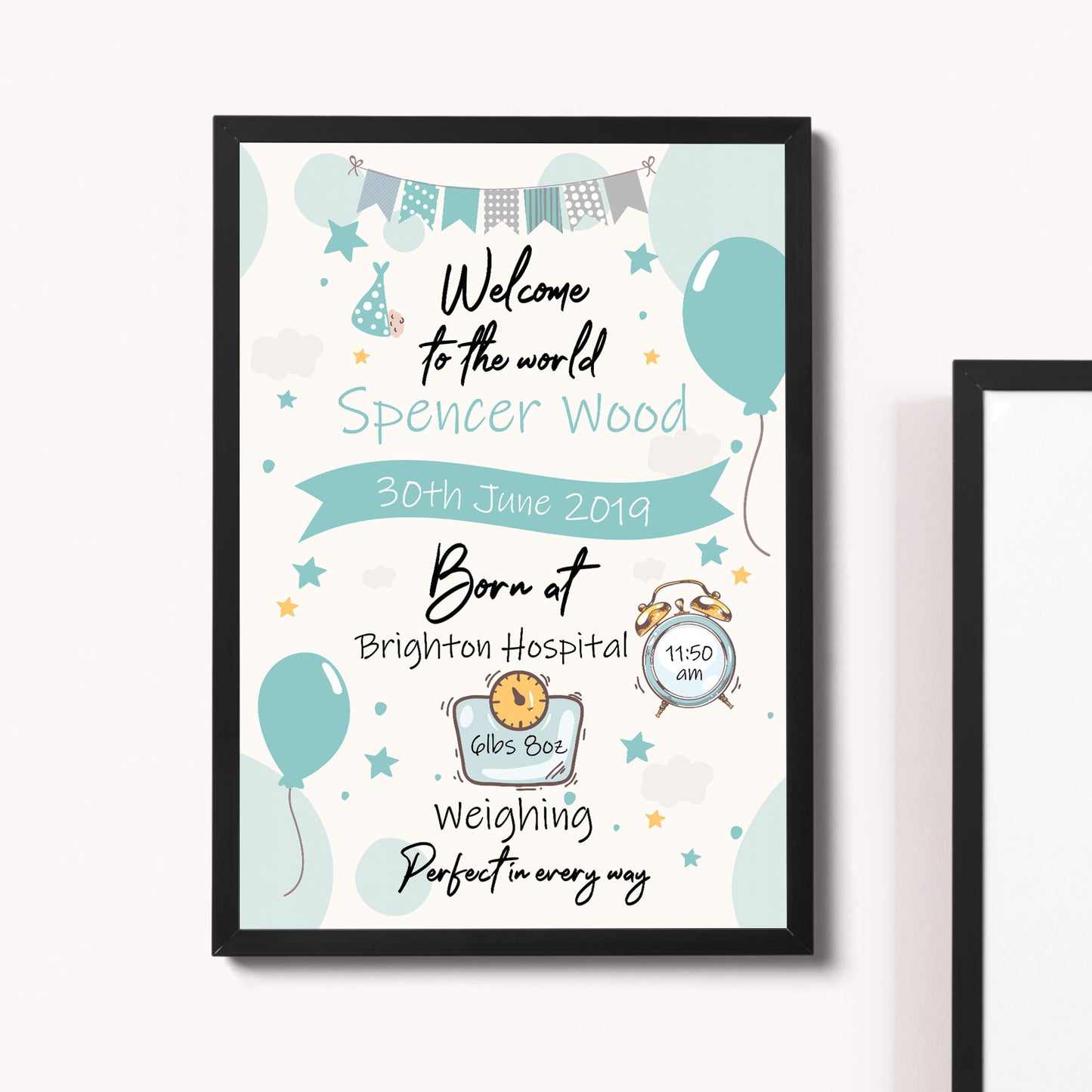 Newborn Baby Gift Baby Boy Christening Gift Baby Nursery Print