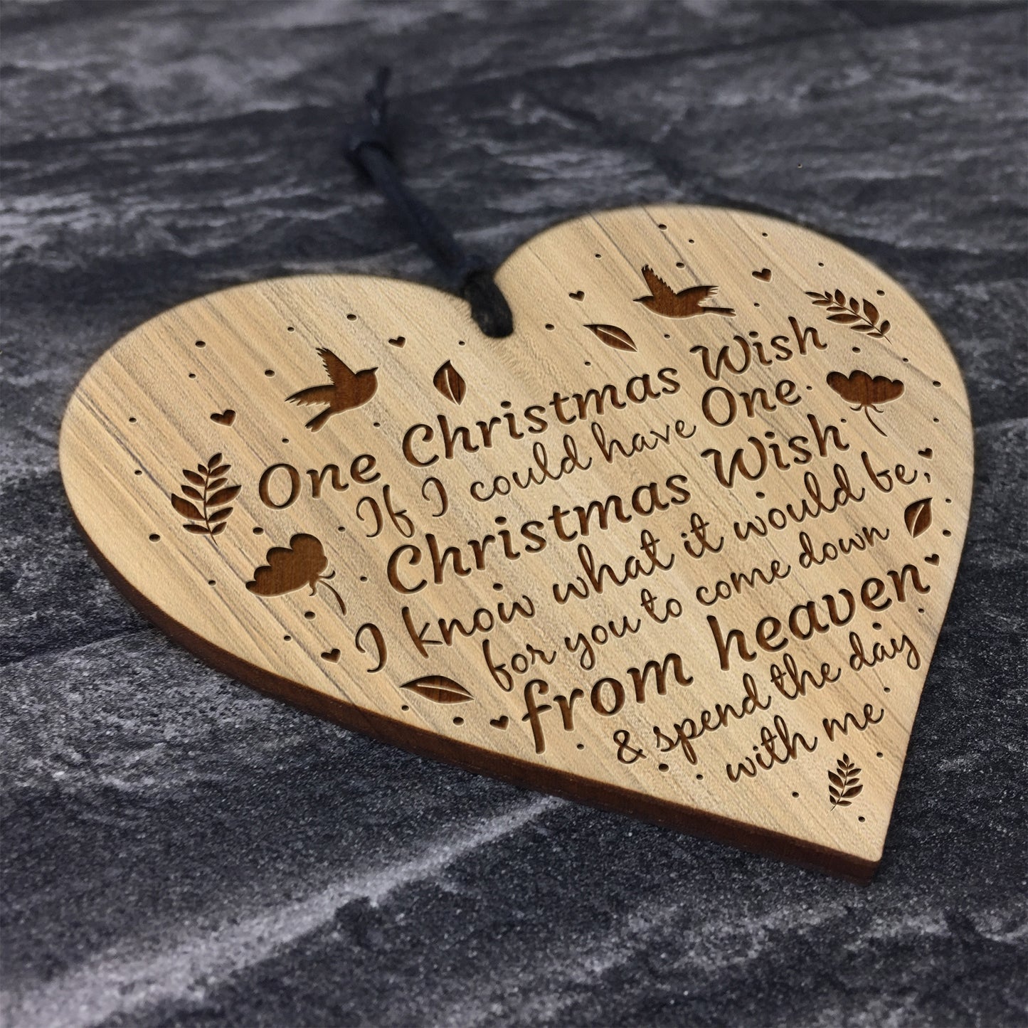 Beautiful Memorial Bauble Engraved Heart CHRISTMAS WISH