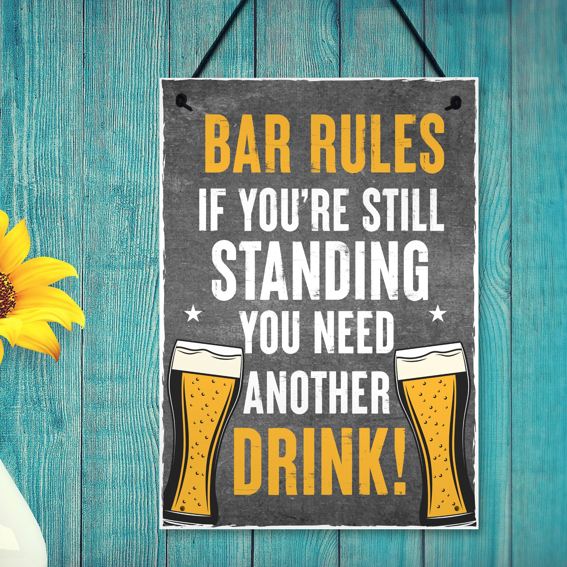 Targa In Metallo Divertente Bar Rules – 28x12 Cm – Regalo Umoristico Per Pub, Bar, Compleanno O Natale