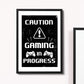 Beware Gaming Sign Boys Bedroom Decor Funny Gamer Gift Framed