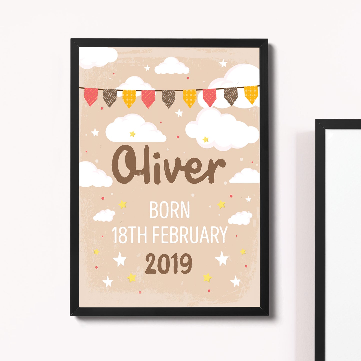 NEW BABY Gift Birth Details Print Framed Baby Girl Baby Boy Gift