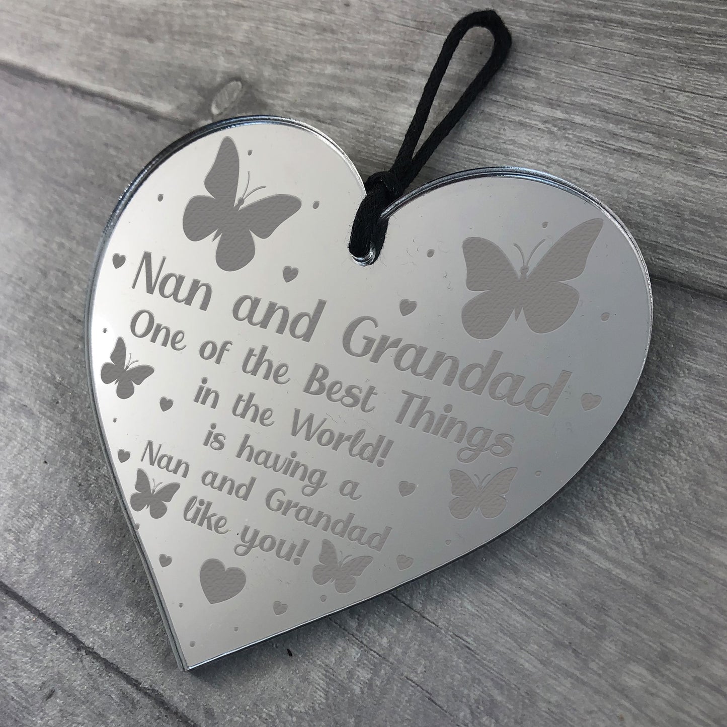 Gift For Nan And Grandad Birthday Christmas Engraved Heart