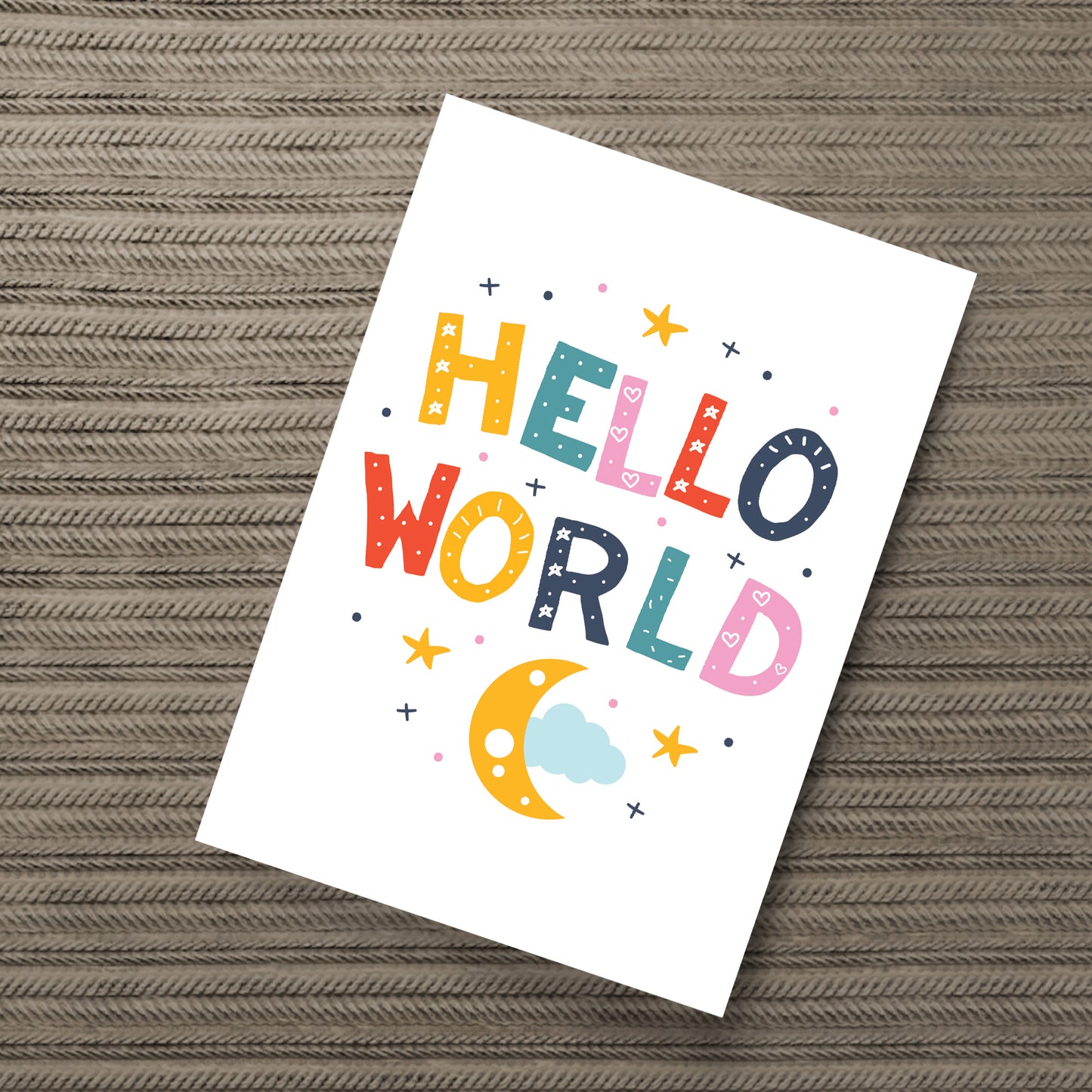 Nursery Print Hello World Baby Kids Room Pictures Wall Art Decor
