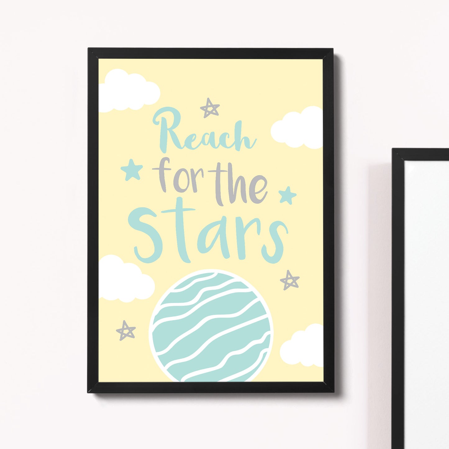 Framed Yellow And Grey Nursery Prints Baby Girl Boy Bedroom Art