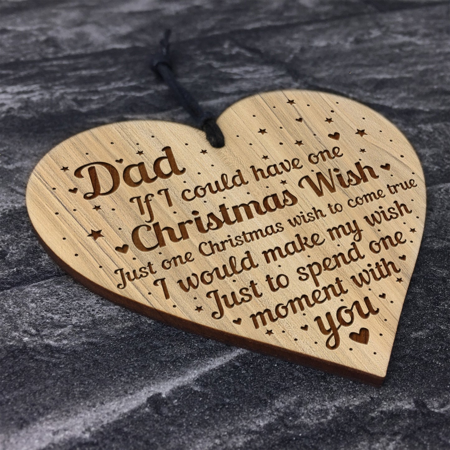 Dad Memorial Christmas Tree Decoration Engraved Wood Heart
