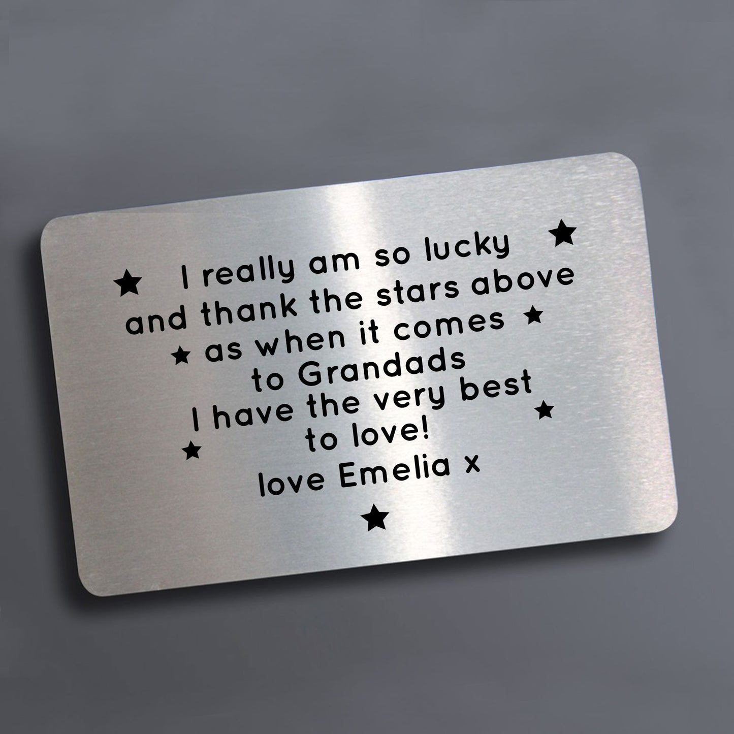 Special Grandad Gift Poem Personalised Metal Card Birthday Xmas