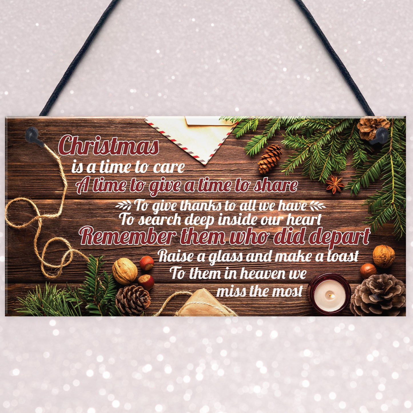 Christmas Memorial Tree Decoration Hanging Bauble Plaque