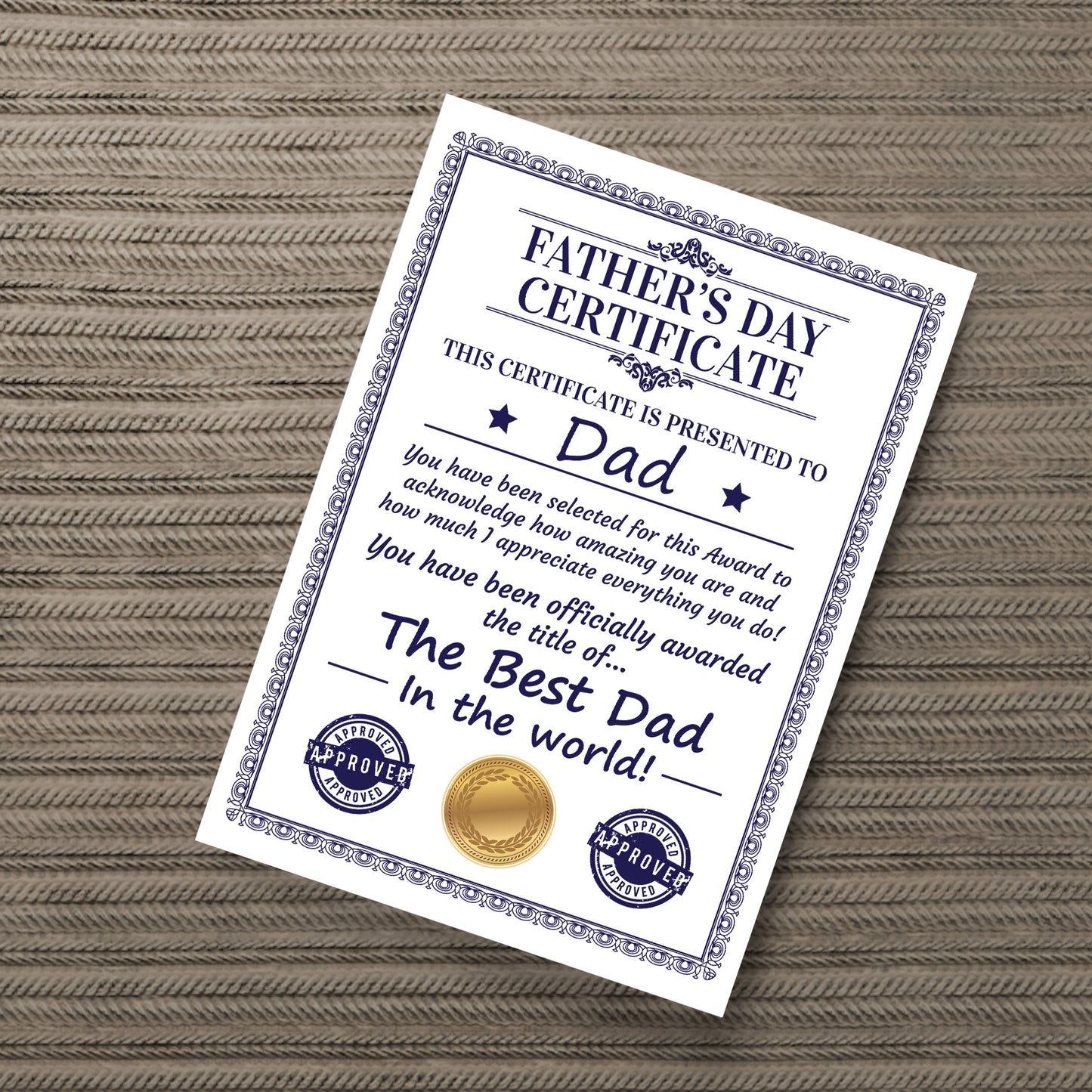 Dad Certificate For Fathers Day Gift For Dad From Daughter Son