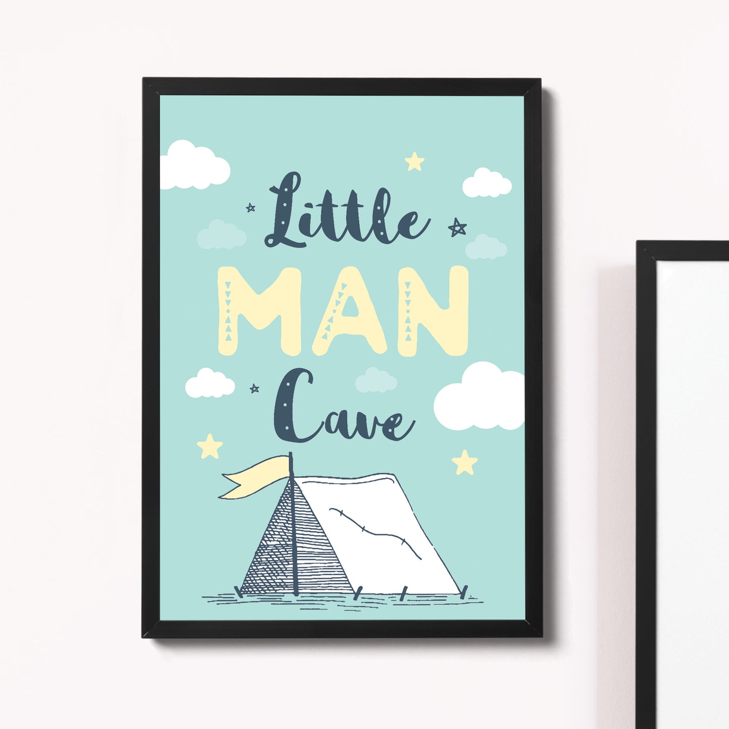 Little Man Cave Blue Nursery Framed Prints / Boys Bedroom Decor