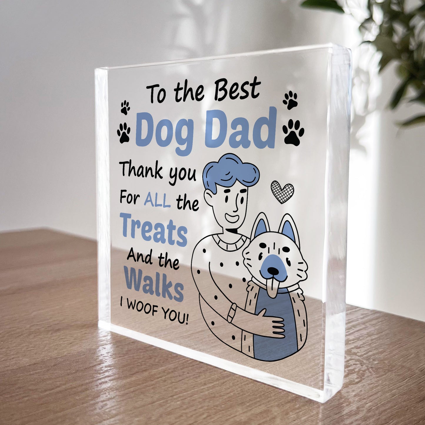 Dad Gift From Dog For Birthday Christmas Acrylic Block Dog Dad