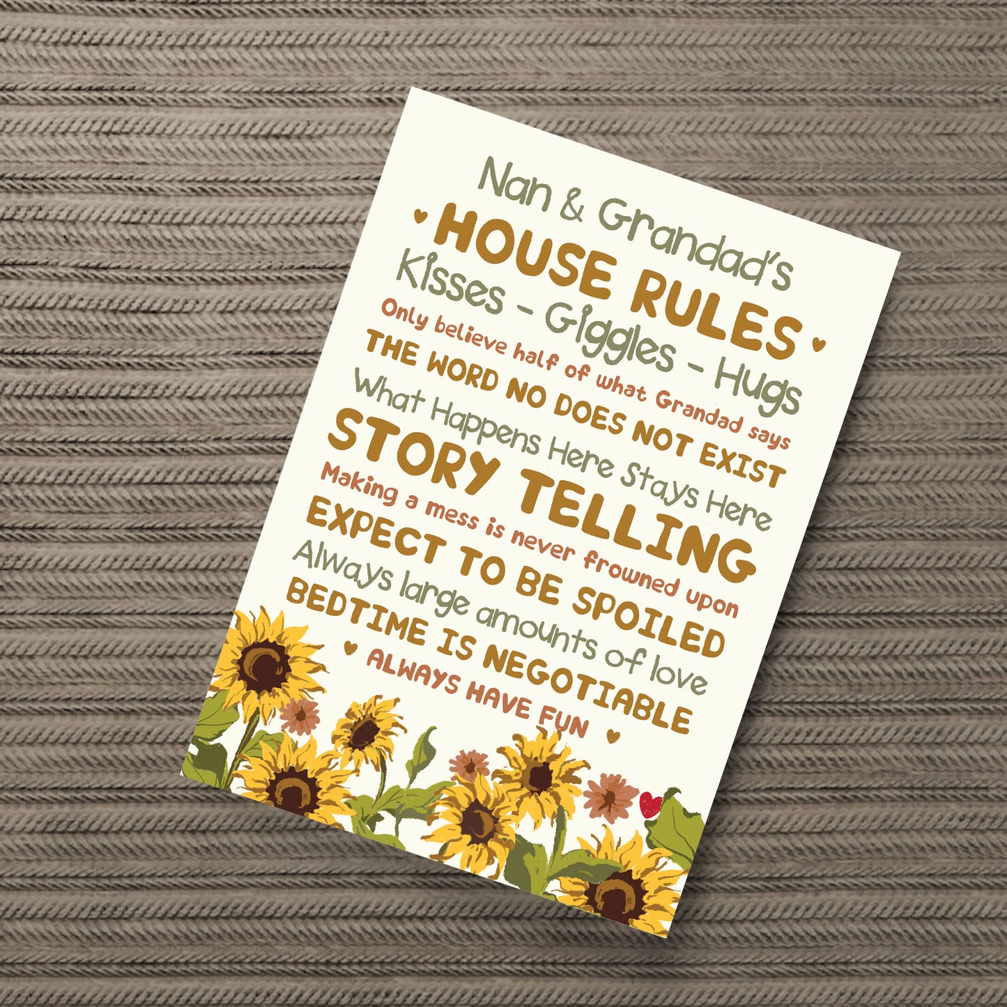 Nan And Grandad Gifts Wall Print Nan Grandad Birthday Christmas