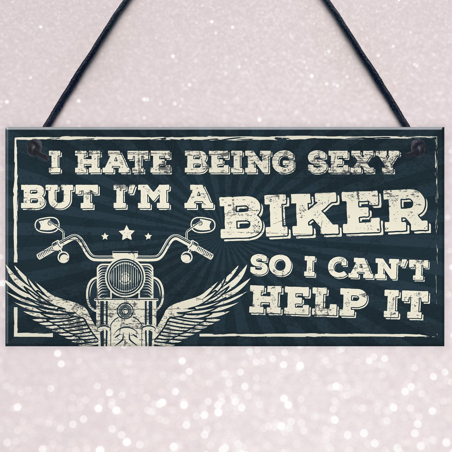 Motorbike Biker Hanging Plaque Man Cave Sign Gift For Men Dad