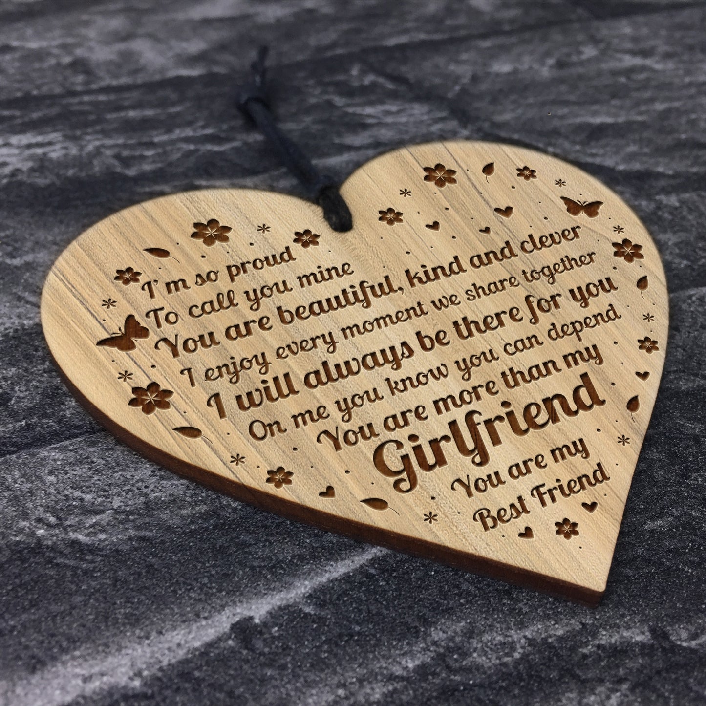 Girlfriend Birthday Gift Card Engraved Heart Anniversary Gift