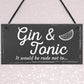 Gifts For Women Gin & Tonic Plaque Novelty Garden Alcohol Pub