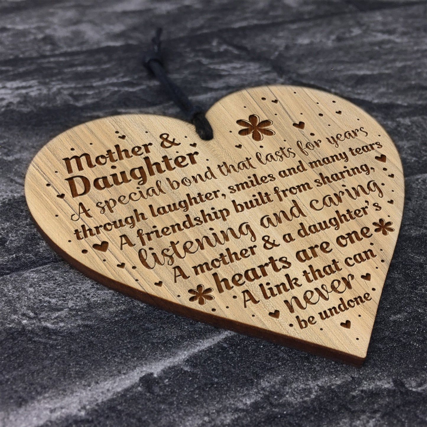 Mother And Daughter Gift Engraved Wood Heart Birthday Christmas