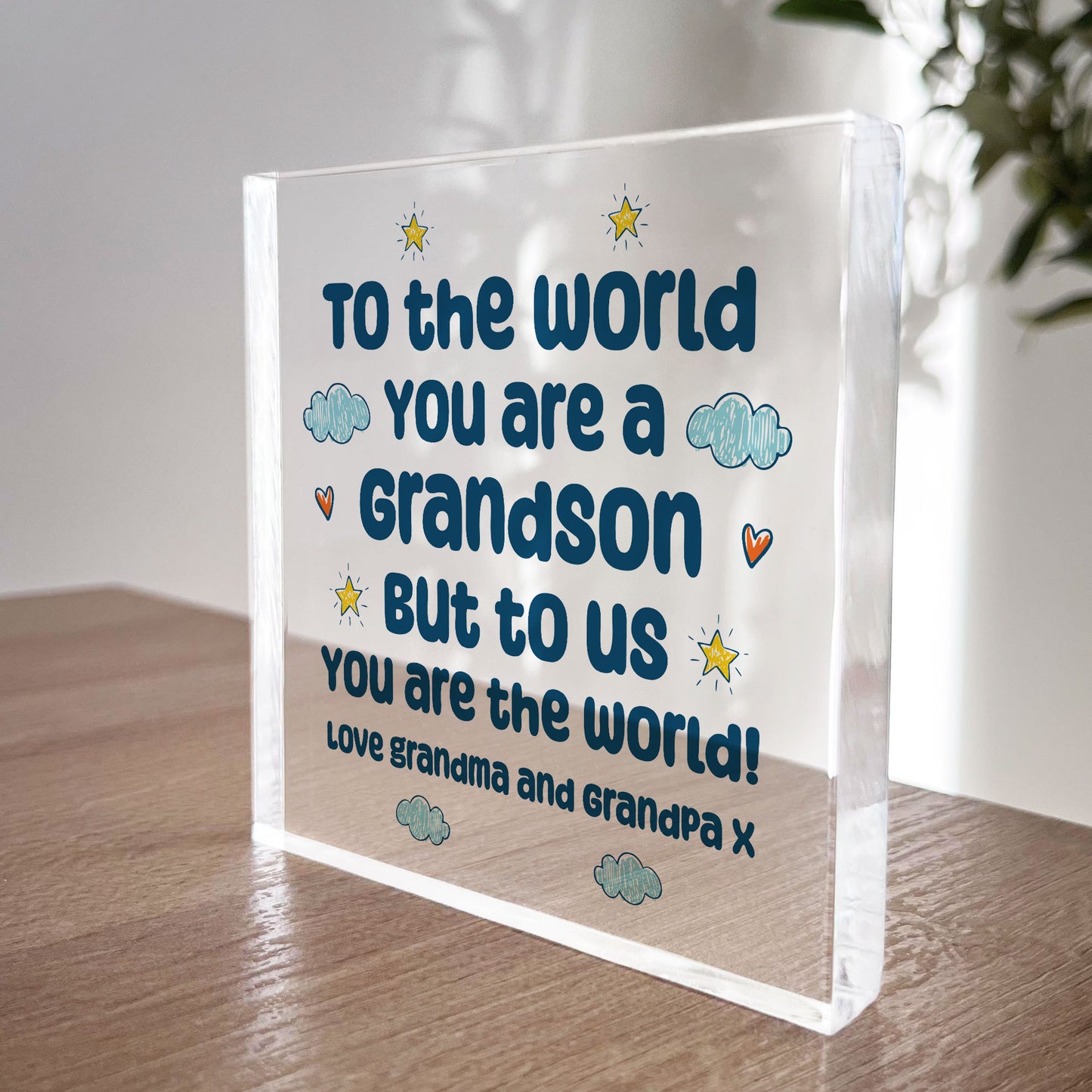 Grandson Gift Keepsake Block Christmas Birthday Gift